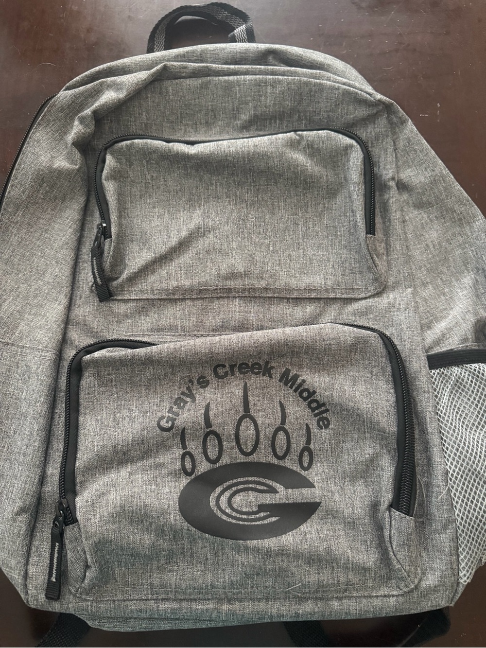 Gray School Logo Backpack with Front Pockets - Unbranded